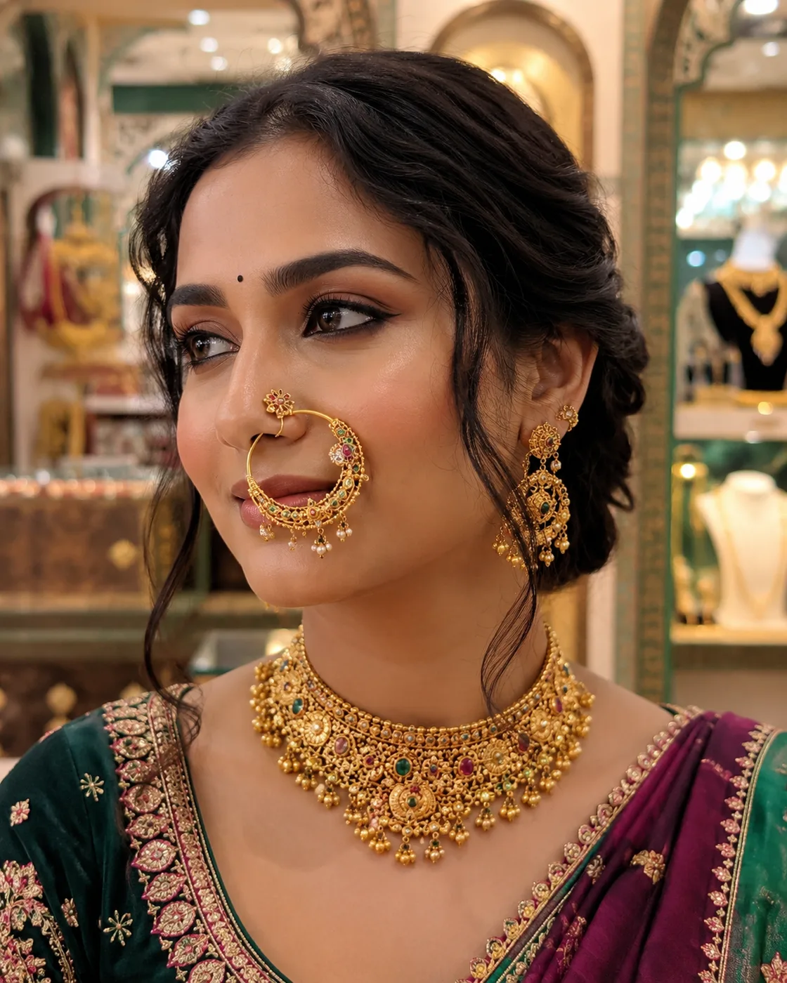 Gujarati Nath & Nose Pin image