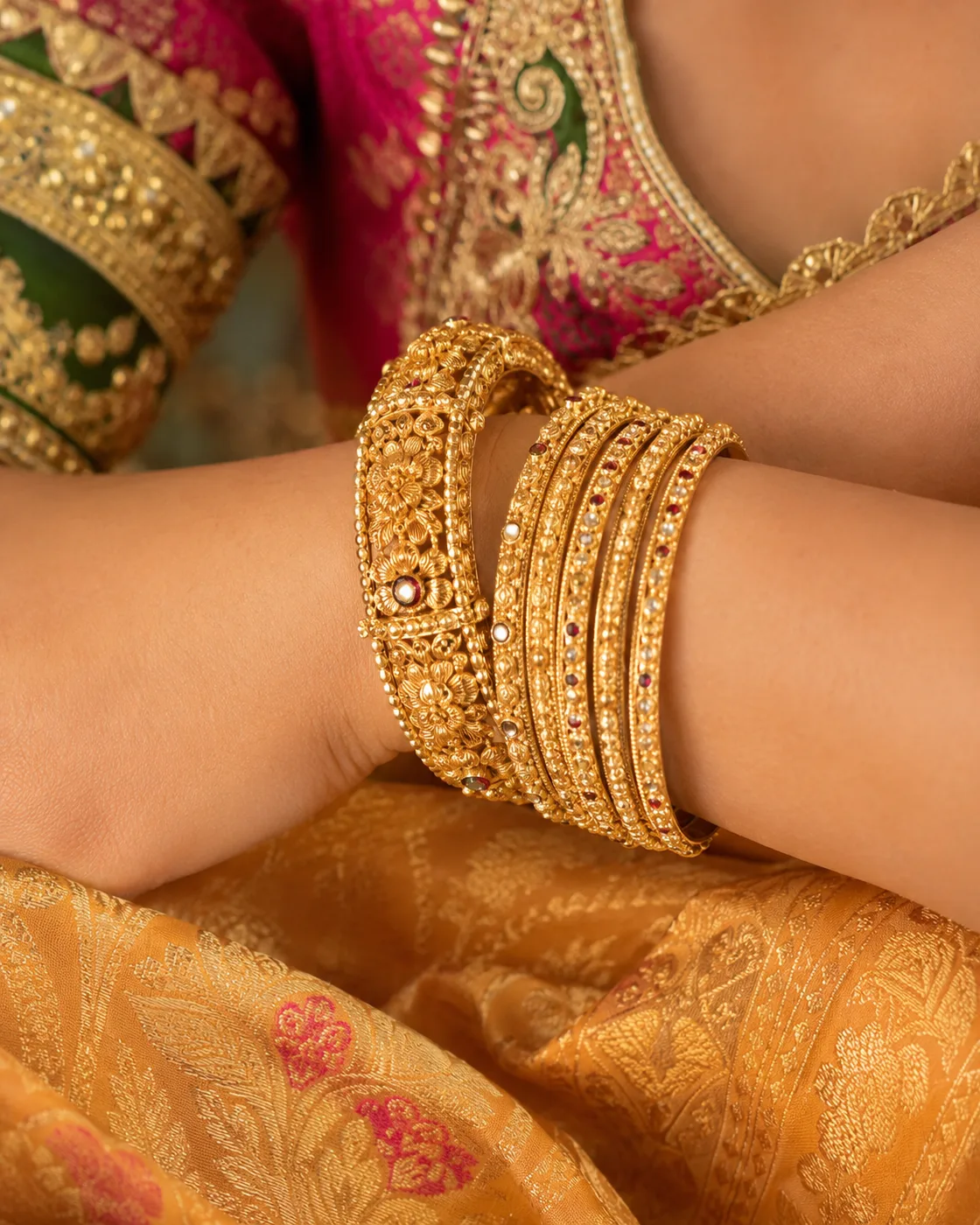 Gold Bangles, Kada & Patla Set image