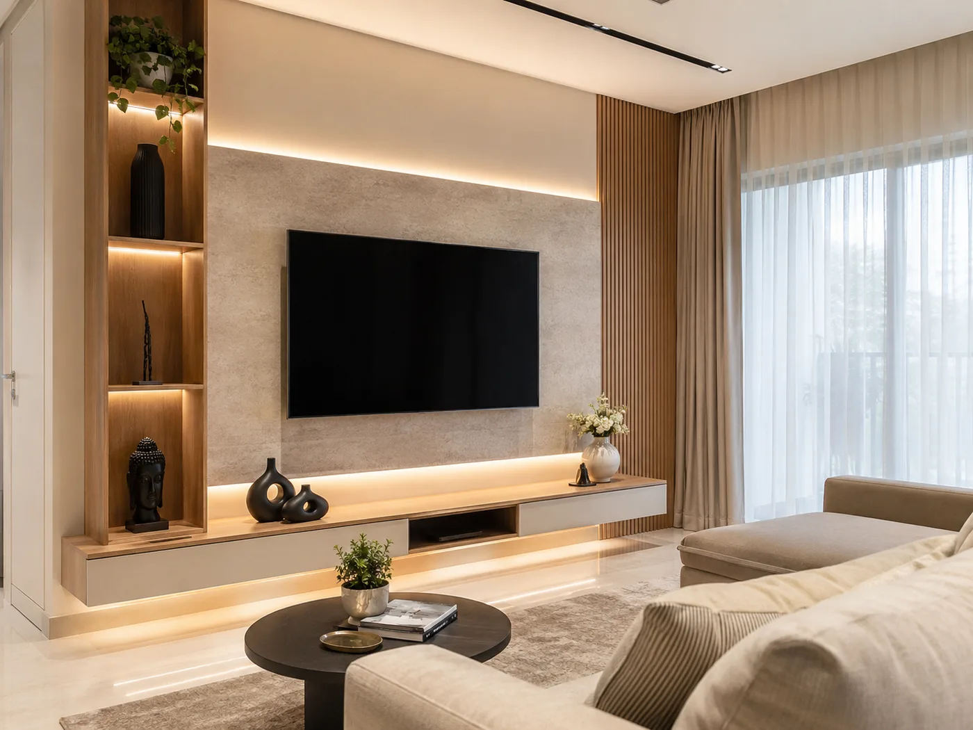 TV Unit & Living Room Feature Wall image