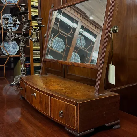 Antique Dressing Mirror with Drawer Base