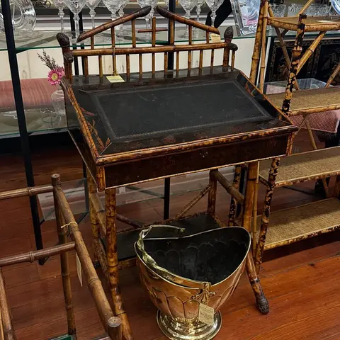Antique Tiger Bamboo Writing Desk