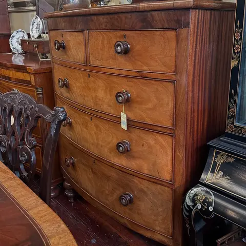 Antique Bow-Front Chest of Drawers